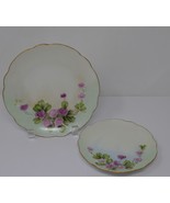 Bavaria Hand Painted Pink Purple Flowers Gold Trim Plates Signed by A. W... - $29.99