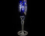 Ajka Marsala Cobalt Blue Crystal Champagne Flute 9&quot; Tall - £137.66 GBP