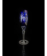 Ajka Marsala Cobalt Blue Crystal Champagne Flute 9&quot; Tall - $175.00