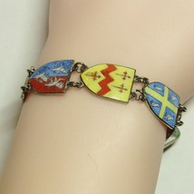 VTG Glass Enamel Shield Charm Bracelet Devonshire Smith Pembroke Warwick Bermuda - $55.89