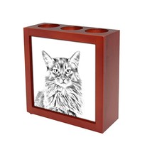 Somali cat - Wooden stand for candles/pens with the image of a cat ! - £15.89 GBP