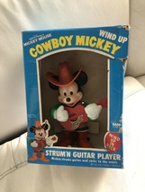 Vintage 1970’s Mickey Mouse Cowboy Strum’N Guitar Player Nrfb Wind Up - £78.68 GBP