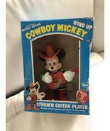 Vintage 1970’s Mickey Mouse Cowboy Strum’N Guitar Player Nrfb Wind Up - £78.65 GBP