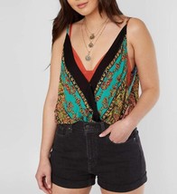 FREE PEOPLE Intimately Womens Bodysuit Border Babe Green Multicolor Size XS - £33.81 GBP