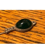 Antique Victorian Stick Pen Emerald Green Stone Fishson Silverite - £23.32 GBP