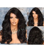 Human Hair Blend Long Full Heat OK Wavy Wig Romantic feathered sides Ban... - $1,678.11 MXN