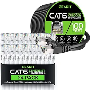 GearIT 24Pack 5ft Cat6 Ethernet Cable &amp; 100ft Cat6 Cable - £146.83 GBP