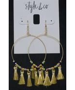 Style &amp; Co Gold-Tone Beaded Multi-Tassel Drop Hoop Earrings - $9.00