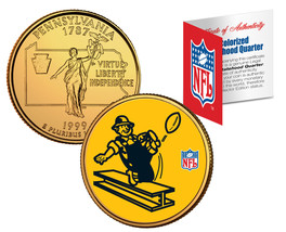 Pittsburgh Steelers Retro Logo Pennsylvania 24K Gold Quarter Coin - Nfl Licensed - £6.73 GBP