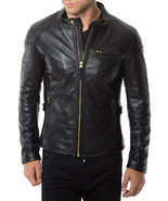 Mens Leather Jacket Stylish SlimFit Genuine Lambskin Motorcycle Bomber B... - $160.00 CAD