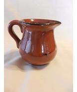 Small Brown Pottery Creamer  Gloss Glaze, Hand Painted Design  - £23.06 GBP