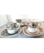 Andrea by Sadek Sevres Porcelain Collection 4 Demitasse Cup &amp; Saucer Set... - £44.11 GBP