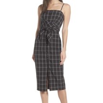 Fame And Partners Honore Windowpane Midi Dress Size 6 Wrap Waist Tie - $180.99