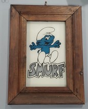 VINTAGE 1980s Smurfs Framed Glass Carnival Mirror - $24.74