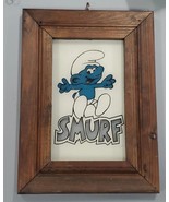 VINTAGE 1980s Smurfs Framed Glass Carnival Mirror - £19.60 GBP