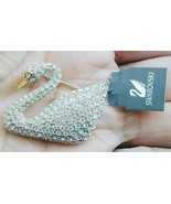 Vint Encrusted Pave Swarovski Crystal Swan Pin Brooch NWT Small Signed - $140.00