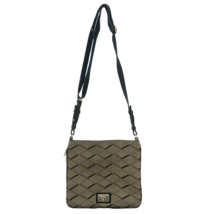 Fossil Preston Canvas Crossbody Purse Expandable Zipper Sides Geometric Pattern - £18.74 GBP