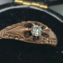 Antique  Victorian  Old European Cut .15ct Diamond Belcher 12k Gold Ring - £579.52 GBP