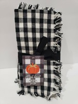 Rich Home Halloween Buffalo Plaid Farmhouse Black Cloth Fabric Napkins Set of 4 - £19.65 GBP