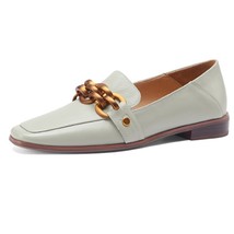 Cow Leather Flats Shoes Women Loafers Shoes Metal Decoration Casual Footwear Squ - £77.30 GBP