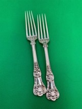 Pair of Tiffany &amp; Co Sterling Silver ENGLISH KING Dinner Forks # (1885 pattern) - £181.89 GBP