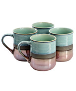 Gibson Home Copper Tonal 4 Piece 18 Ounce Stoneware Cup Set in Sage - $80.99