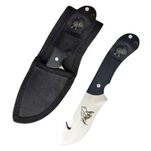 6&quot; Wolf Pattern Handle Gut Hook Blade Hunting Knife With Black Nylon Sheath - $273.21 MXN
