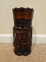 Vintage Brown Glass Native American/Native Design Tobacco Cigar Humidor ... - $33.24