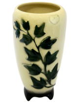 Vase Royal Copley Pottery Green Ivy Pattern Ivory Glaze Original Sticker... - $19.68