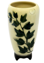 Vase Royal Copley Pottery Green Ivy Pattern Ivory Glaze Original Sticker Crazed - £15.44 GBP