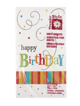 Birthday Confetti Stripes 24 Ct Guest Napkins Red Blue Yellow Orange Green - $6.43