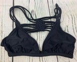 Womens Macrame Back Triangle Bikini Top Small Black Swim Bathing Suit - $14.25
