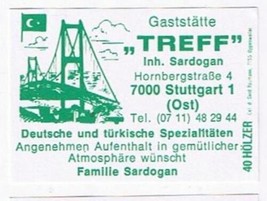 Matchbox Label Germany Gaststatte Treff Stuttgart - £0.78 GBP