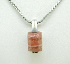 Sterling Genuine Natural Rhodochrosite Pendant 10x7.3mm Rectangular (#J5029) - £119.07 GBP