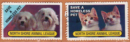 NORTH SHORE ANIMAL LEAGUE VF MINT LOCAL CINDERELLA STAMPS &quot; SAVE A HOMEL... - £0.86 GBP