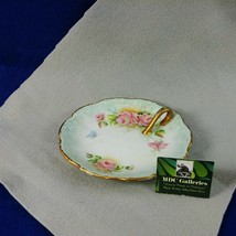 Trinket Nut Candy Dish Hand Painted Gold Loop Handle - £22.83 GBP