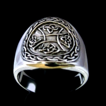 Sterling silver symbol ring Celtic Cross Irish Knot Ireland high polished 925 si - £63.93 GBP