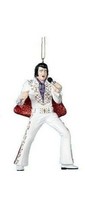 Ksa Elvis® In White Jumpsuit w/RED Glittery Cape Elvis Presley Xmas Ornament - £9.34 GBP