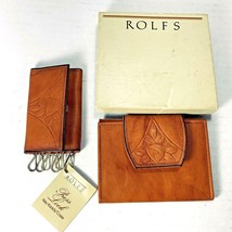 2 Rolfs Key Caddy Keeper and Credit Card Holder Embossed Tooled Leather ... - $16.95