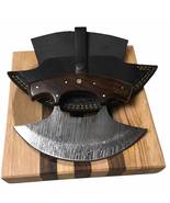 HEARTY Large Custom Wood Handle Ulu Knife 7&quot; Damascus Chopping Bowl Sheath - €101,72 EUR