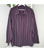 Van Heusen Studio Striped Long Sleeve Shirt * Purple / Black * 4XL - $19.35