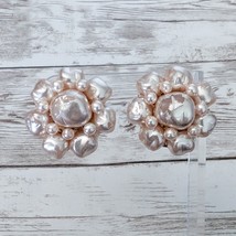 Vintage Clip On Earrings Large Chunky Cluster Style - Chipping - $10.99