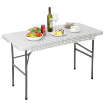 4Ft X 2Ft Plastic Folding Picnic Table Lightweight For Camping Party White - £71.17 GBP