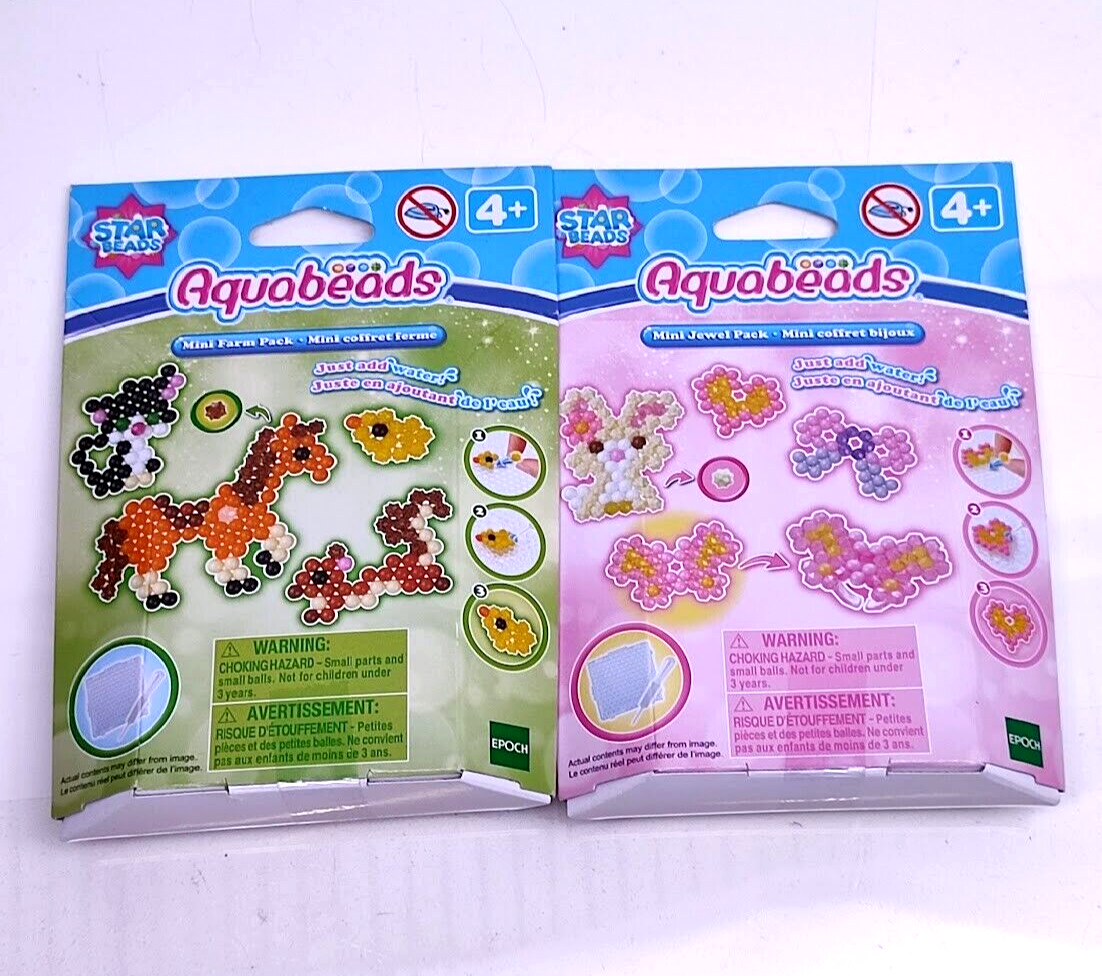 2 Aquabeads Kids Arts &amp; Craft Kit Multi-Colored Mini Farm &amp; Jewel Set Ag... - $11.37
