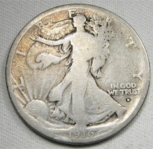 1916-D Walking Liberty Half Dollar GOOD Coin AE923 - £37.73 GBP