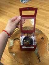 Decorative Lapis Lazuli Globe Paper weight in Red Display Case - $34.65