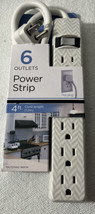 6-Outlet Power Strip, 4 Ft Extension Cord, Power Strip, Grey &amp; White Che... - $12.86