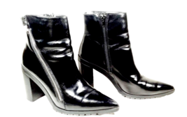 Women Heels Biker Chic Boot Size 7.5 Black Faux Leather CHARLES By Charles David - £21.93 GBP