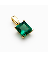 Gold emerald pendant charm 9k - women&#39;s jewelry - zilver kist  - €76,08 EUR