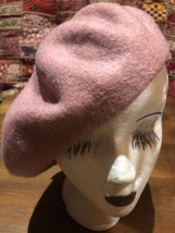 Vintage Style Pink Wool Felt 10 Inch Beret Hat - £37.91 GBP
